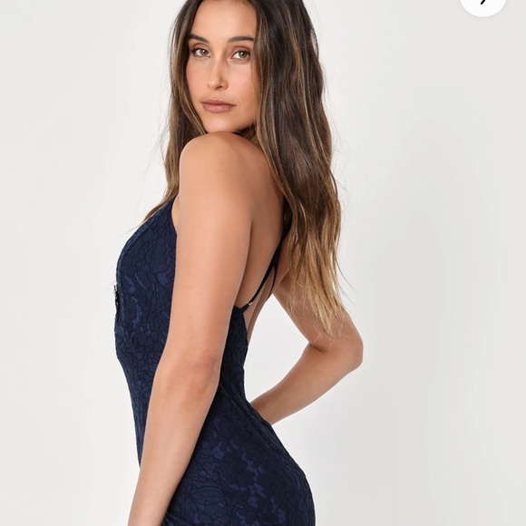 Flirting with Desire Navy Blue Lace Bodycon Dress - Picture 9 of 12